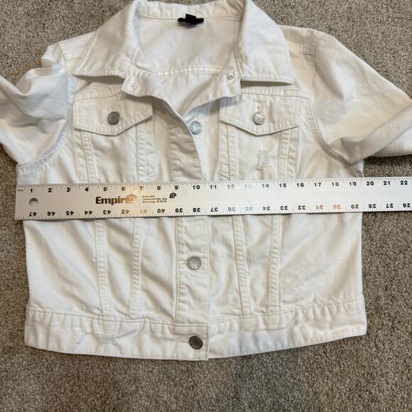 a.n.a. large distressed button front jean denim jacket C 2714 - Picture 2 of 11